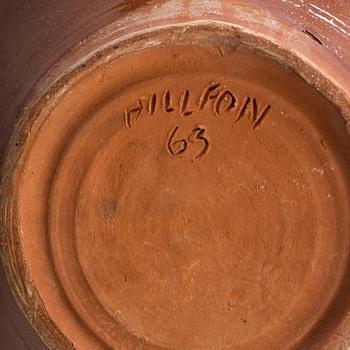 HERTHA HILLFON, dish, glazed terracotta, signed Hillfon and dated -63.