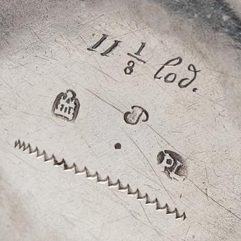 A Swedish 18th century parcel-gilt silver jug, mark of Petter Lund 1727.