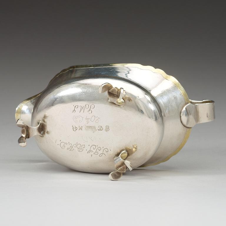 A Swedish 18th century parcel-gilt cream-jug, makers mark of Johan Runqvist, Karlskrona 1770.