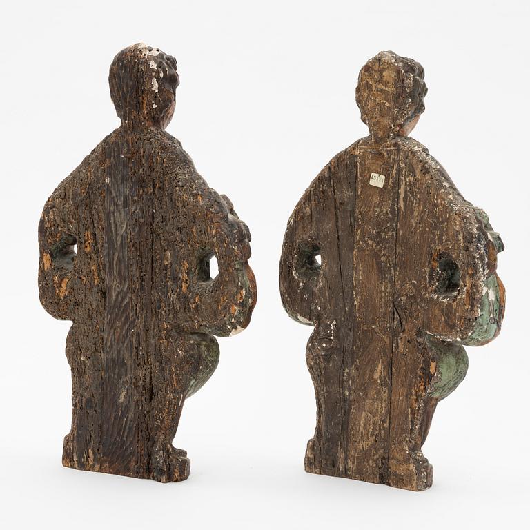 Figurer, ett par, snidat trä, Sydeuropa 1700-tal.