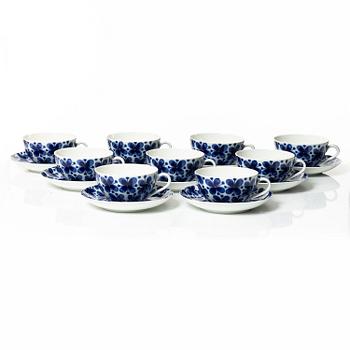 Marianne Westman, nine tea cups with saucers, porcelain, 'Mon Amie', Rörstrand.