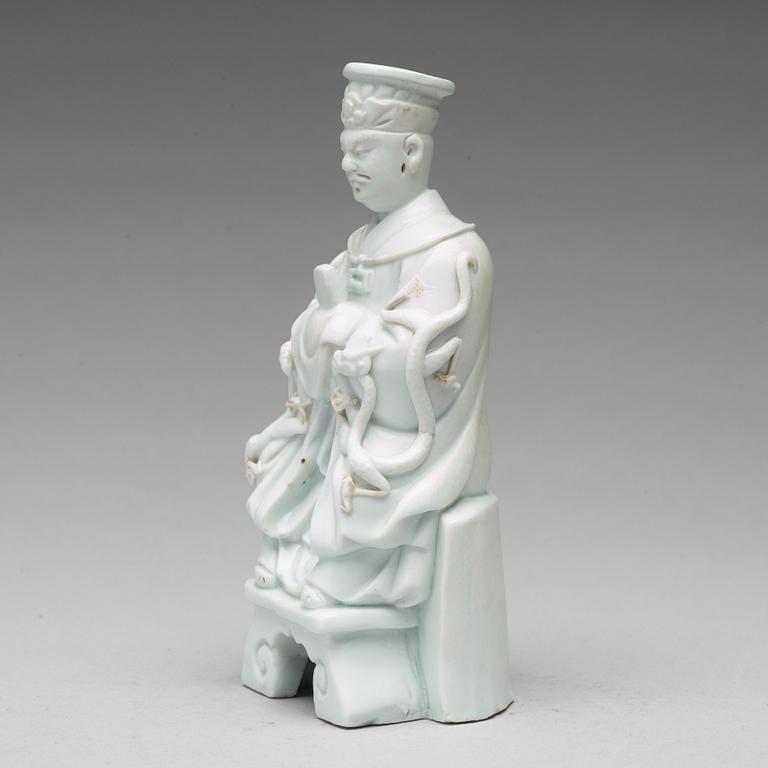 A blanc de chine figure of a daoist dignitary, Qing dynasty.