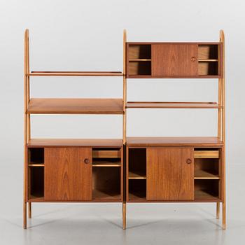 TWO TEAK AND OAK BOOKSHELVES, second half of the 20th century.