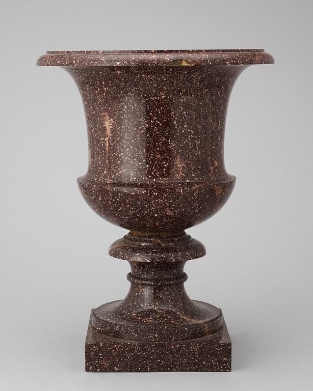 A Swedish first halft 19th century porphyry urn.