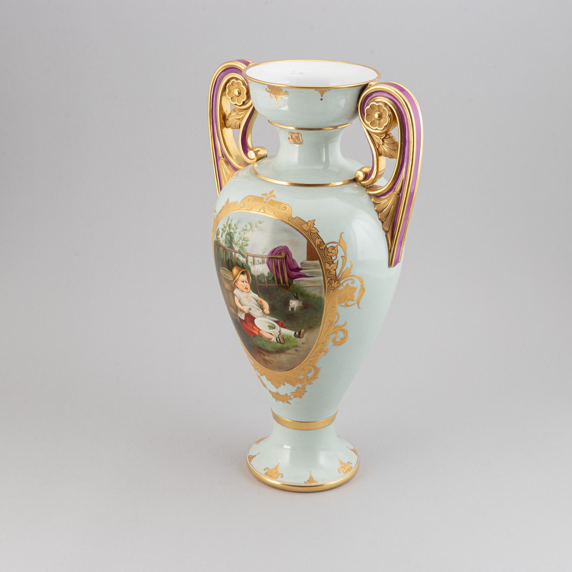 A large earthenware floor vase, Gustafsberg, 1885.