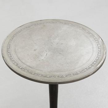 A Carl Malmsten Swedish Grace pewter top table, executed by Nordiska Kompaniet for Grand Hotel Stockholm ca 1925.