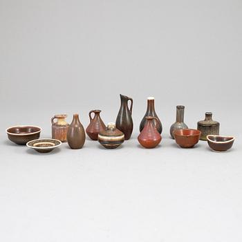 CARL-HARRY STÅLHANE, a set of thirteen miniature vases and bowls, Rörstrand.