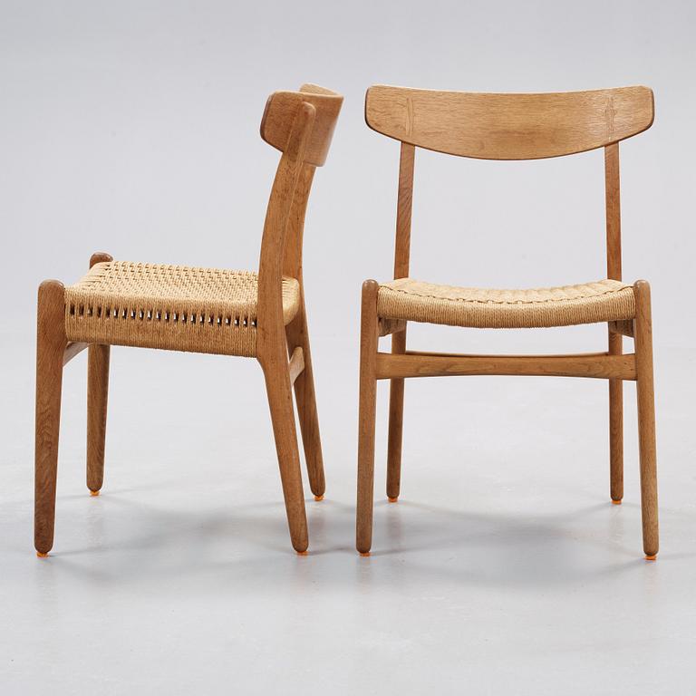 A set of six Hans J Wegner 'CH-23' oak dining chairs, Carl Hansen, Odense, Denmark.