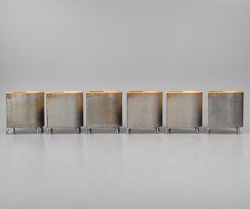 Mats Theselius, a set of six custom ordered "Aluminiumfåtölj", Källemo, Värnamo ca. 1990.