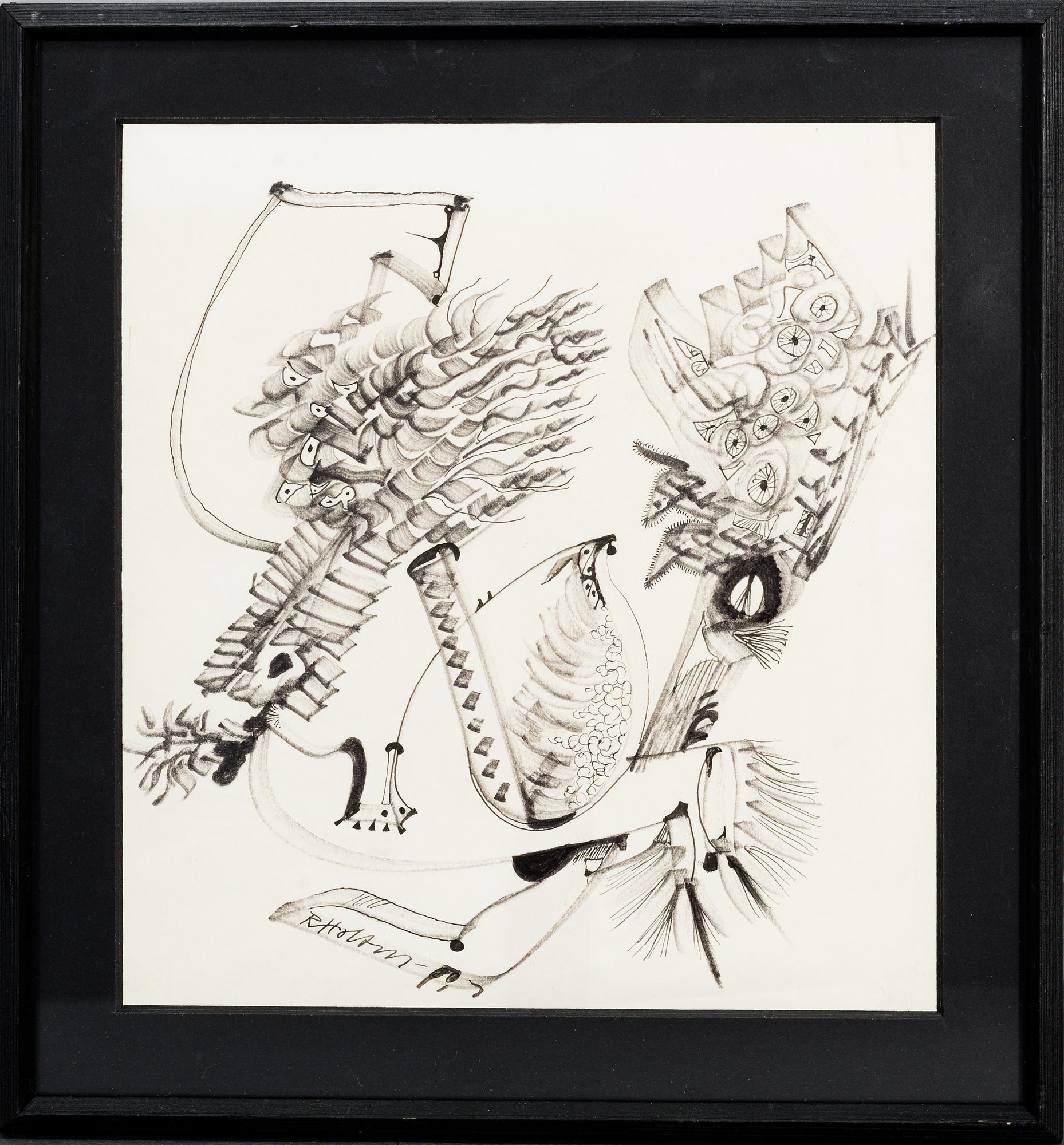 RAGNAR VON HOLTEN, ink and pencil on paper, signed.