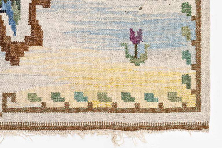Carl Dangel, rug, "The Parrot" flat weave, c. 295 x 200 cm, signed CD.
