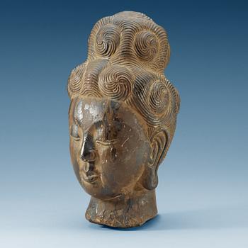 A Ming-style stone head of Buddha.