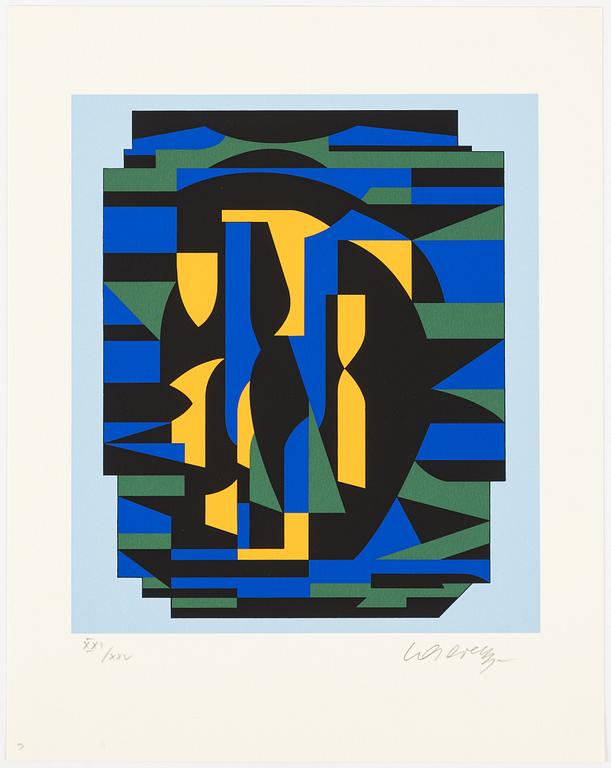 Victor Vasarely, "I ON" Portfölj med 7 serigrafier.