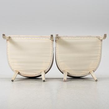 A pair of late Gustavian style armchairs, late 20th Century.