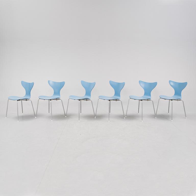 STOLAR, 6 stycken, "Liljan", Arne Jacobsen, 1970-tal.