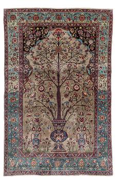 397A. An antique Feraghan silk prayer rug west persia, c. 202 x 133 cm.