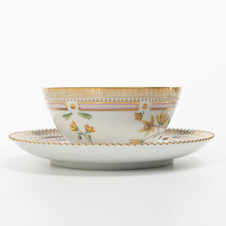 Royal Copenhagen, a 'Flora Danica' tea cup and saucer, Denmark, 1953.