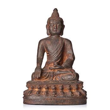 1096. A cast iron sculpture of buddha, Ming dynasty (1368-1644).