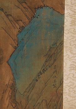 RULLMÅLNING, bergslandskap i Qiu Ying's stil (c.1494-1551).
