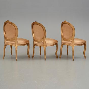 Six Swedish Transition Rococo/Gustavian 18th century chairs.