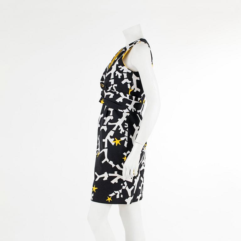 GUCCI, a black-and white printed cotton dress, italian size 42.