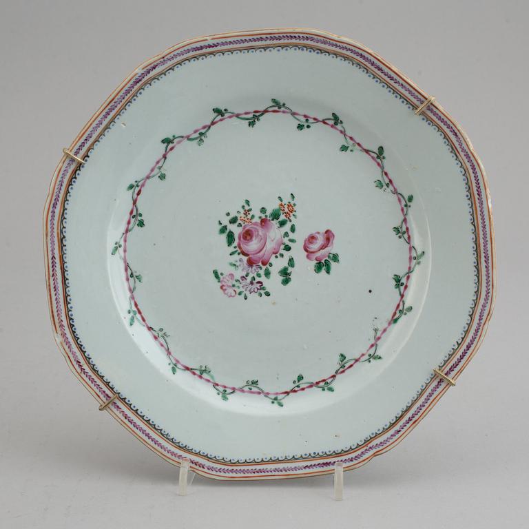 A set of 12 famille rose plates (6+6), Qing dynasty, Qianlong (1736-95).