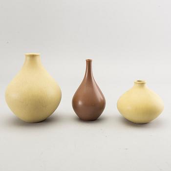 Stig Lindberg, a set of four vases from Gustavsberg different years, "drejargods" and Gustavsberg studio, Sweden.