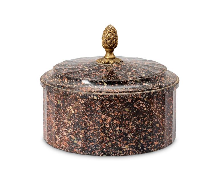 A Swedish Empire 19th Century porphyry butter box.