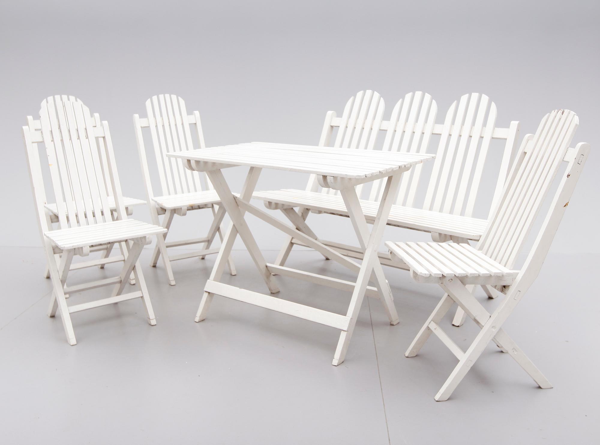 TRÄDGÅRDSMÖBLER, 6 delar, 1900-talets första hälft.