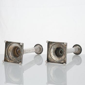 Johan Ekholm, ljusstakar, ett par, silver, Stockholm 1796. Gustavianska.