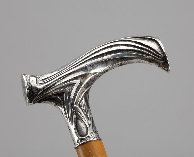 PARASOLLHANDTAG, silver, jugend, tidigt 1900-tal.