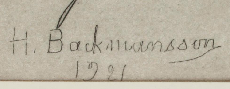 HUGO BACKMANSSON, etsning, signerad och daterad 1921.