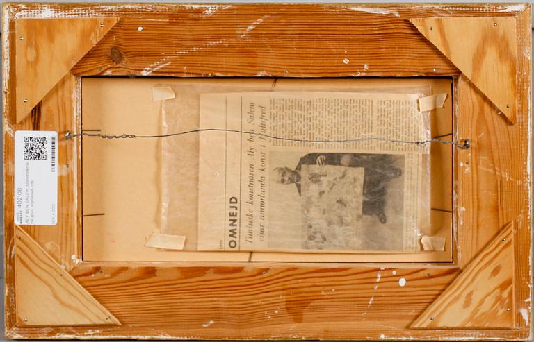 ALY BEN SALEM, blandteknik på glas, signerad.