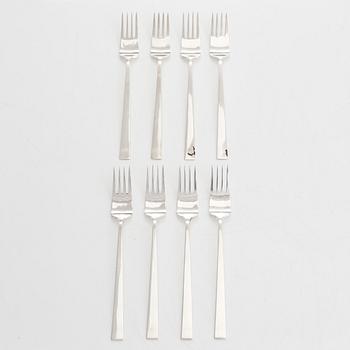 Bertel Gardberg, bestickuppsättning, 42 delar, silver, "Birgitta", Hopeatehdas oy, Helsingfors 1962.
