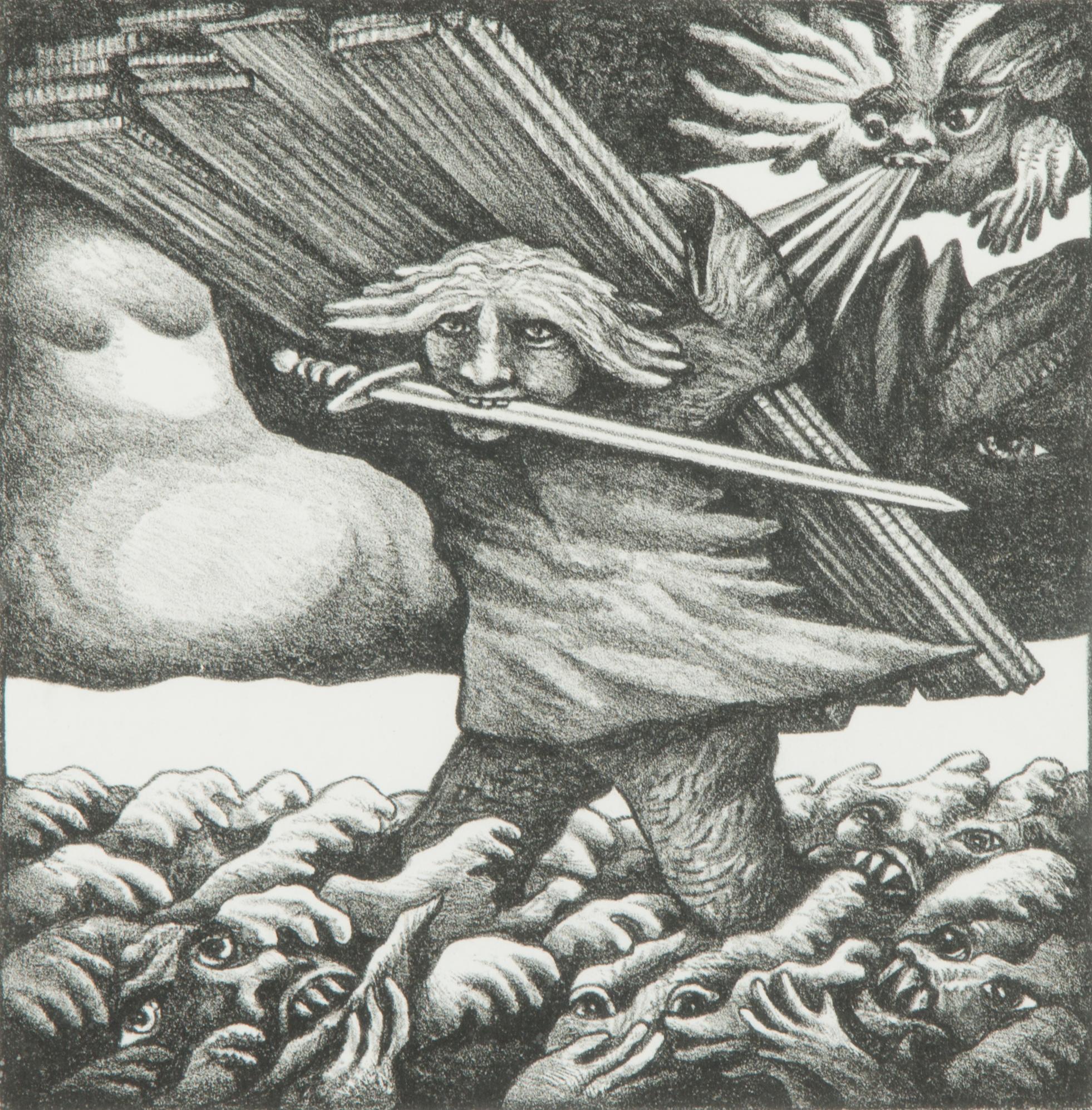 Jüri Arrak, lithograph, signed with dedication and dated -82.