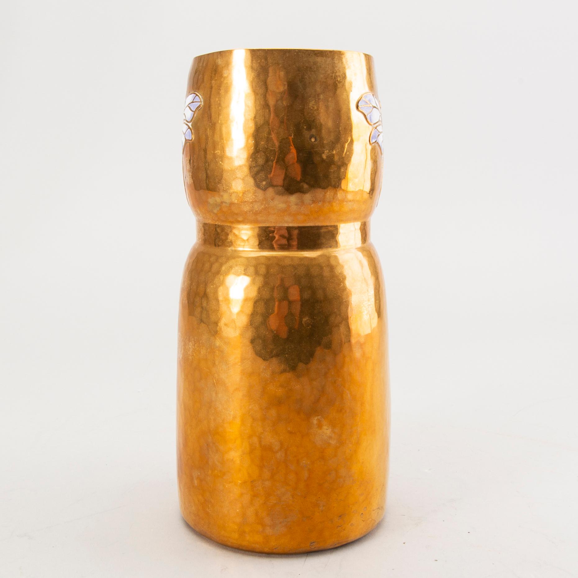 Würtembergische Metallwarenfabrik, a copper and enamel vase early 1900s.