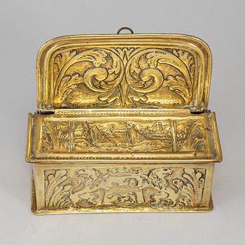 A 19th century brass wall box.