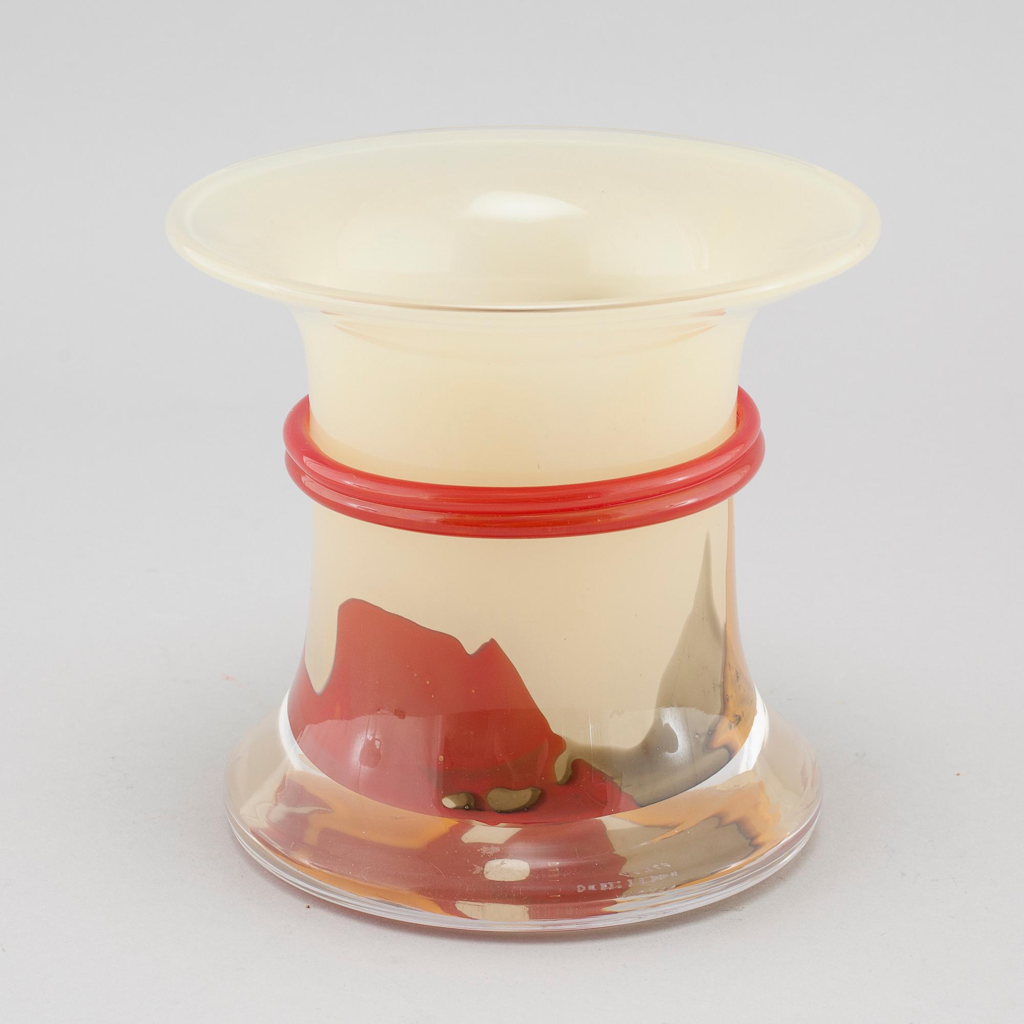 A signed glass vase by Monica Backström for Kosta Boda.