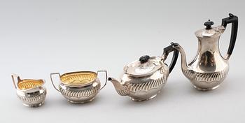 KAFFE- OCH TESERVIS, 4 delar, silver, Collingwood & Co, 26 Conduit Street, London 1894/95. Total vikt ca 1118 g.