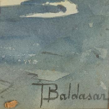 A 20th century watercolor on paer, signed T. Baldasar.