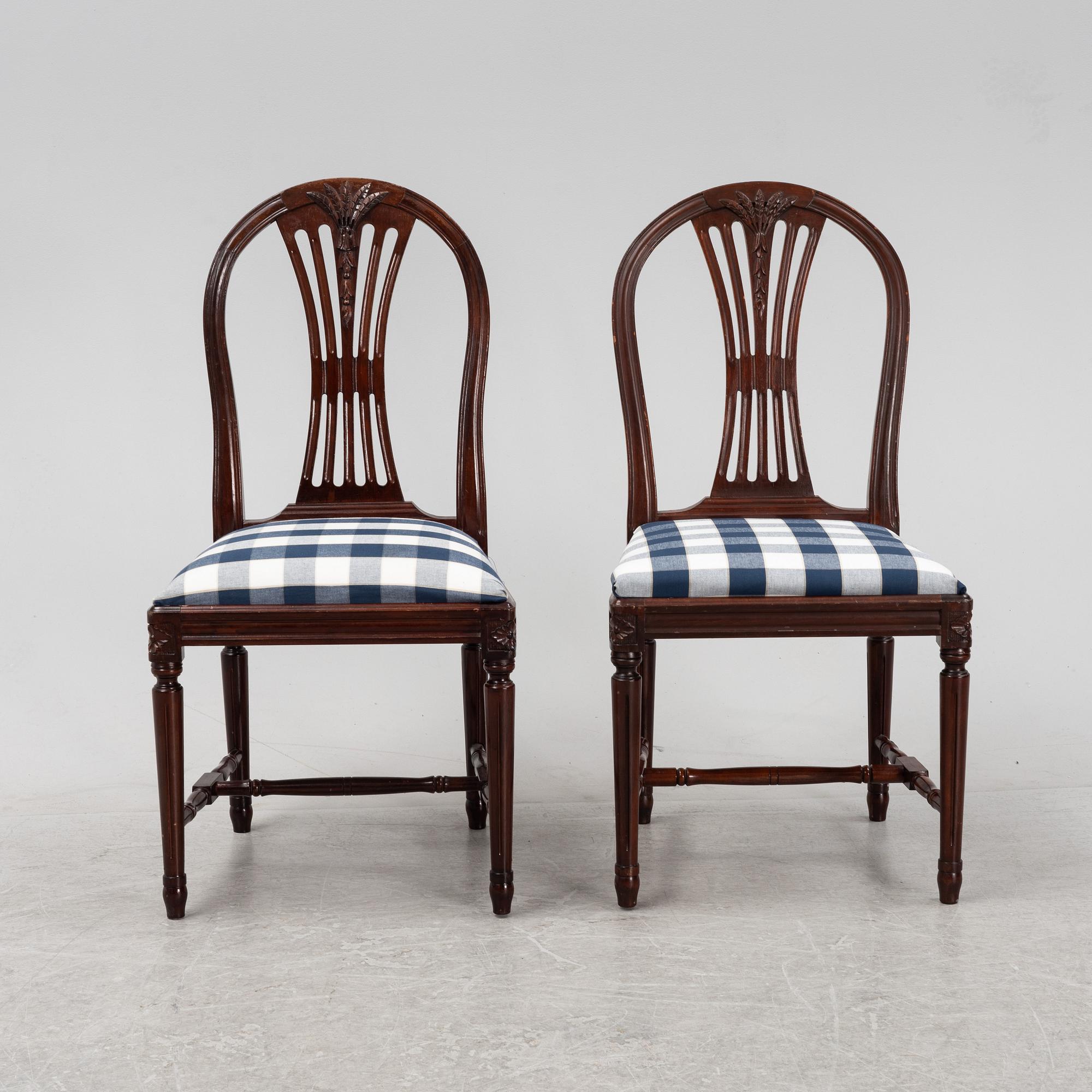 Stolar, 8 st, gustaviansk stil, 1900-talets andra hälft.