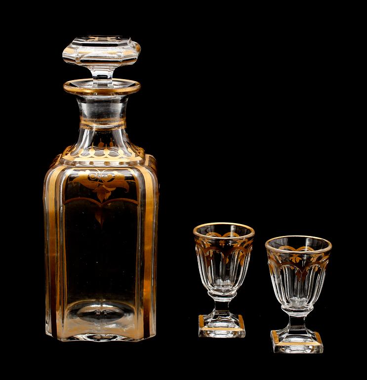 LIKÖRSERVIS, 12 del, glas, 1800-/1900-tal.