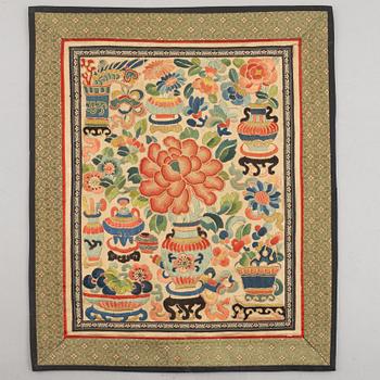 A group of five Chinese silk textiles, late Qing dynasty / first part of the 20th century.