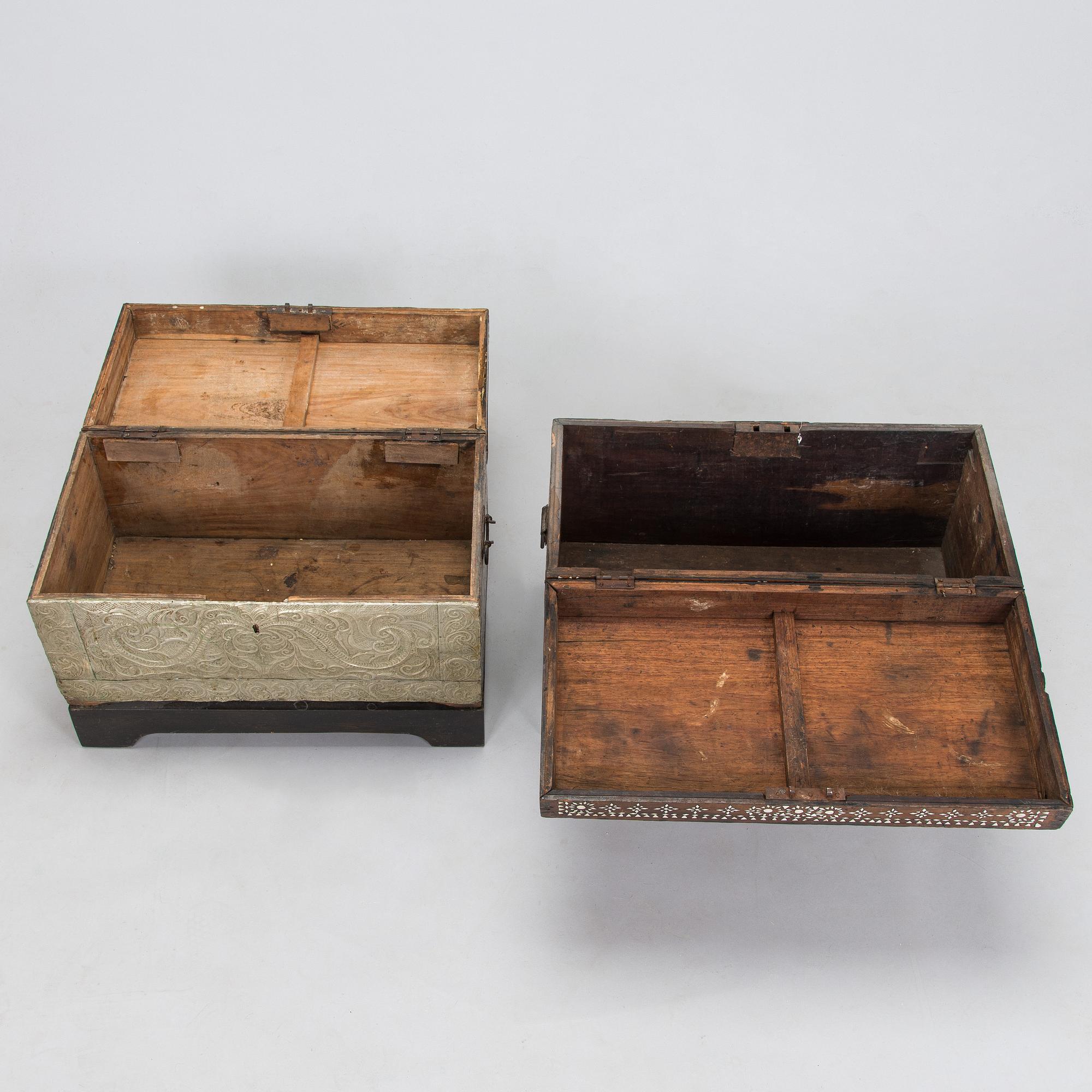 Two shell inlay chests, Philippines 20th century.