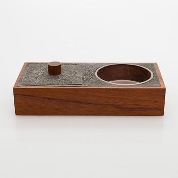 Cigarettskrin, teak, silver och glas, Turun Hopea, Åbo 1965.