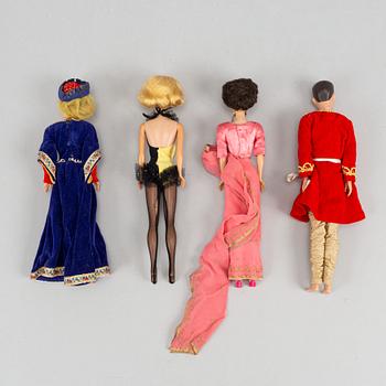 A collection of four Mattel 1960's Barbiedolls with accessories.