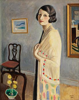 579. Einar Jolin, Elegant lady in a pearl necklace.