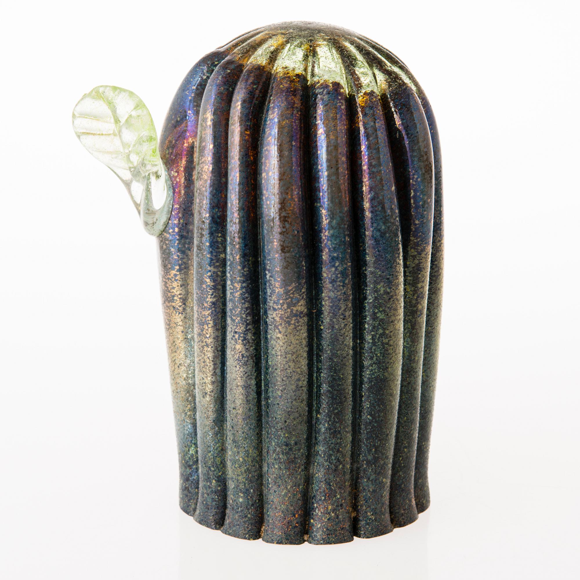 TIINA NORDSTRÖM, veistos, "Lehtikaktus", signeerattu Tiina Nordström Iittala 1991.