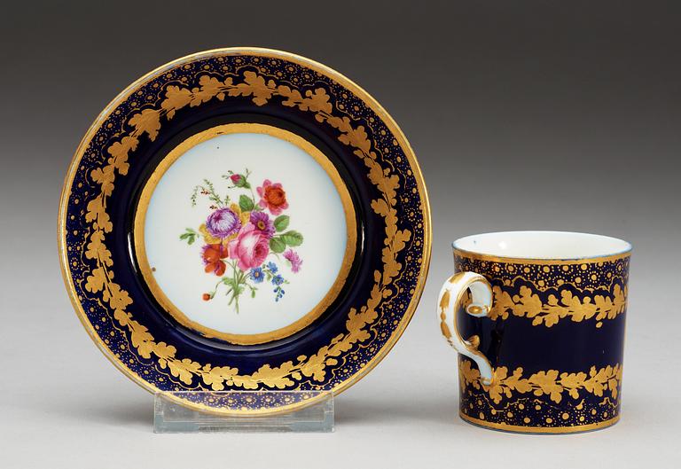 A "Sévres" cup and saucer, 19th Century.