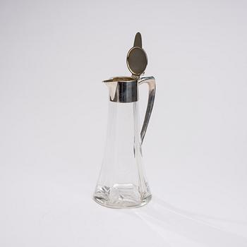 VINKANNA, silver och glas Tyskland ca 1900.